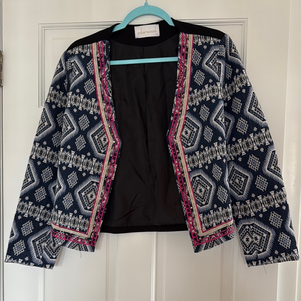 Chic Black And Blue Patterned Jacket - image 1